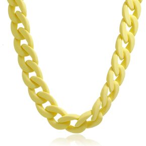 Fashion Multicolor Acrylic Figaro Chain Necklace Cuban Thick Chunky Resin Link Curb Chain Necklace for Women Girl Party Festival Jewelry