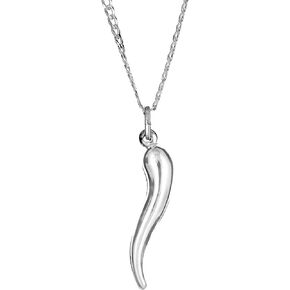 Ritastephens Sterling Silver Large Italian Horn Curb Chain Necklace (22 or 24 Inches)
