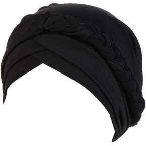 Women Chemo Beanies Cancer Turban Head Wrap Caps Twisted Hijab Silky Braid Hair Cover Headwear