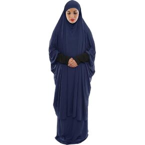 Women Muslim Prayer Dress Islamic Jilbab Eid Formal Gown 2-Piece Prayer Set
