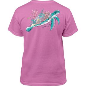 Salt Life Turtle Reef Youth Short Sleeve Classic Fit Shirt, Fuchsia, Medium