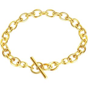 Toggle Bracelet Bracelet for Women Dainty 18k Plated Gold Bracelet Cute Gold Tiny Chain Link Bracelet Gifts for Girls Women Teen Girls