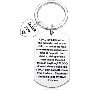 Stepdad Gifts Daddy Father Keychain, Thank You Dad Birthday Christmas Gifts for Men from Daughter Son