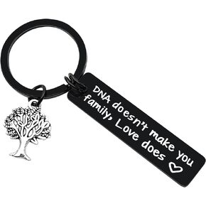 Step Parent Keychain DNA Doesn't Make You Family Love Does Key chain Stepmom Keyring Step Dad Gift for Bonus Mom Dad ,Christmas Birthday Gift Adoption Gift for Step Son/Daughter Step Children Jewelry