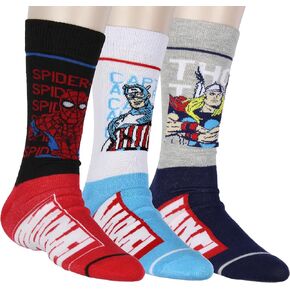 Bioworld Marvel Comics Spiderman Captain America Thor Character 3-Pack Mid-Calf Adult Crew Socks
