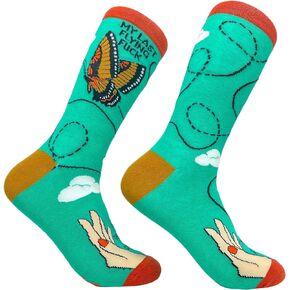 Crazy Dog T-Shirts Women's There Goes My Last Flying F*ck Socks Funny Sarcastic Butterfly Novelty Footwear