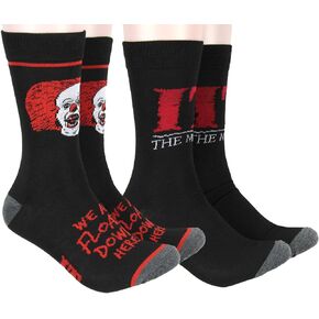 Stephen King's IT The Movie Pennywise The Clown We All Float Down Here 2 Pack Athletic Crew Socks