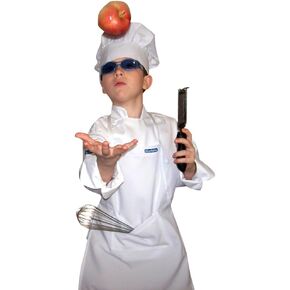Chef Apron & HAT Set White Ultra Light Fabric Soft Comfortable Cook Play Costume Great Gift