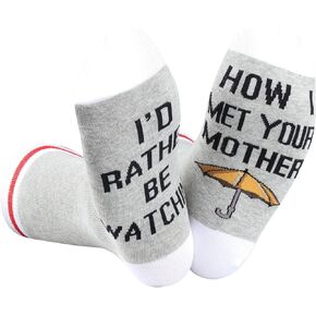 2 Pairs HIMYM Gift TV Series Lover Gift I’d Rather Be Watching HIMYM Yellow Umbrella Gift TV Show Socks HIMYM Fans Gift