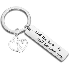 MYOSPARK Wedding Gift And The Two Shall Become One Christian Keychain Bridal Shower Engagement Gift For Newlywed Bride Groom