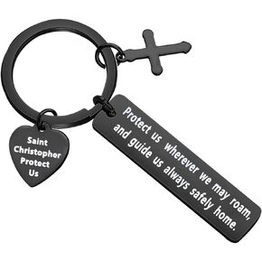 MYOSPARK Saint Christopher Protect Us Keychain Travel Keychain Car Keyring Religious Jewelry Gift For Traveler Driver