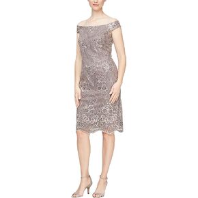 Alex Evenings Women's Off The Shoulder Sequin Lace Dress