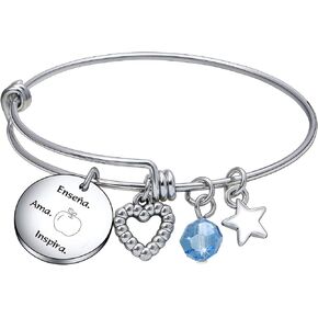 De&ai Spanish Teacher Appreciation Gift, Teachers in Spanish Apple Bracelet, Enseña Ama Inspira Bracelet