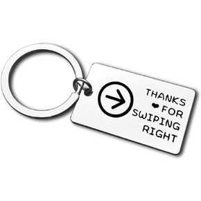 Funny Couple Gifts for Him Her Online Couple Gift Thanks for Swiping Right Keychain Valentines Day Gifts for Boyfriend Girlfriend Anniversary Jewelry Christmas Engagement Wedding Gift for Husband Wife
