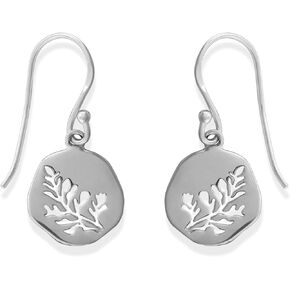 Boma Jewelry Sterling Silver Cut-Out Leaf Branch Dangle Earrings