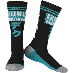 Bioworld My Hero Academia Men's Izuku Deku Midoriya Mid-Calf Athletic Crew Socks