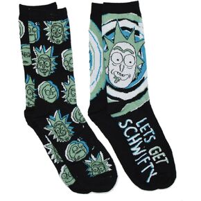 Rick and Morty Schwifty Portal Men's 2 Pack Crew Socks