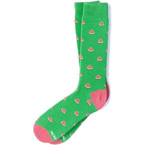 Men's Hipster Pink Watermelon One in a Melon Novelty Crew Dress Socks