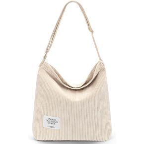 EIMMBD Corduroy Tote Bag for Women Tote Bag Aesthetic Handbags Shoulder Bag Crossbody Bag with Zipper for School Travel Work