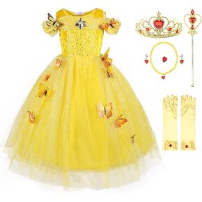 Uhdear Girls Butterlfy Princess Costume Deluxe Dress Up with Aceessories