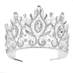 Tall Baroque Crowns for Women Large Rhinestone Bridal Crown and Tiara for Wedding Prom Quince Pageant Party Hair Accessories with Gemstones