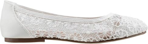 CLOVERLAY Women's Ballet Shoe Floral Breathable Crochet Lace Ballet Flats (10, White) in Saudi Arabia