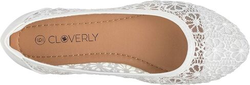 CLOVERLAY Women's Ballet Shoe Floral Breathable Crochet Lace Ballet Flats (10, White) in Saudi Arabia