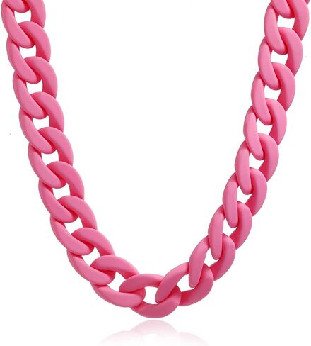 Fashion Multicolor Acrylic Figaro Chain Necklace Cuban Thick Chunky Resin Link Curb Chain Necklace for Women Girl Party Festival Jewelry in Saudi Arabia