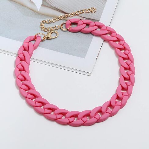 Fashion Multicolor Acrylic Figaro Chain Necklace Cuban Thick Chunky Resin Link Curb Chain Necklace for Women Girl Party Festival Jewelry in Saudi Arabia