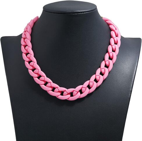 Fashion Multicolor Acrylic Figaro Chain Necklace Cuban Thick Chunky Resin Link Curb Chain Necklace for Women Girl Party Festival Jewelry in Saudi Arabia