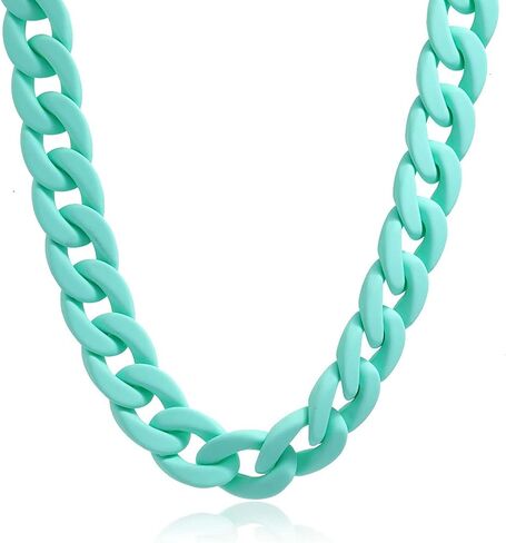 Fashion Multicolor Acrylic Figaro Chain Necklace Cuban Thick Chunky Resin Link Curb Chain Necklace for Women Girl Party Festival Jewelry in Saudi Arabia