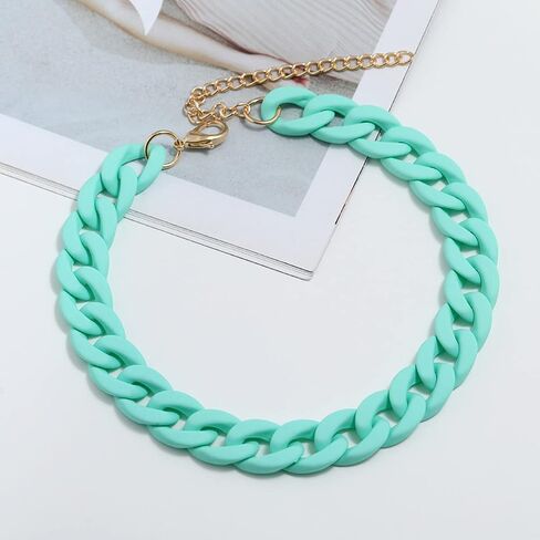 Fashion Multicolor Acrylic Figaro Chain Necklace Cuban Thick Chunky Resin Link Curb Chain Necklace for Women Girl Party Festival Jewelry in Saudi Arabia