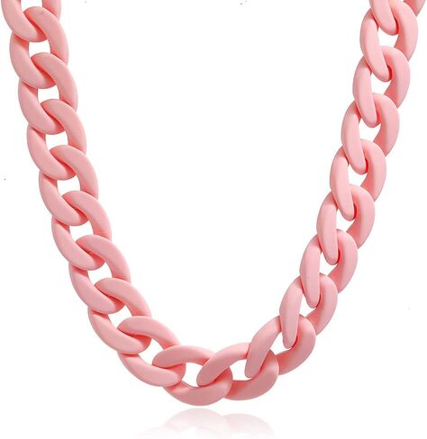 Fashion Multicolor Acrylic Figaro Chain Necklace Cuban Thick Chunky Resin Link Curb Chain Necklace for Women Girl Party Festival Jewelry in Saudi Arabia