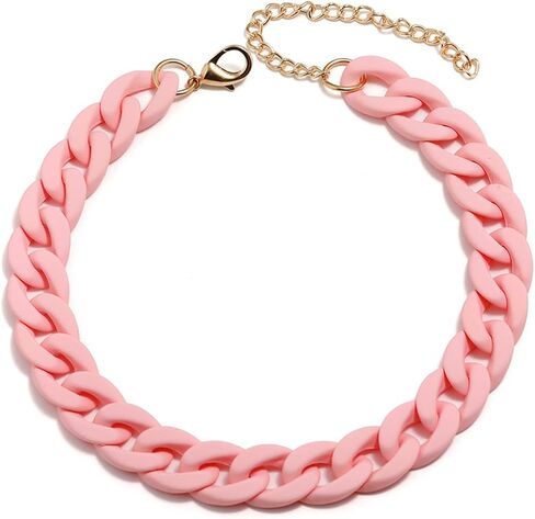 Fashion Multicolor Acrylic Figaro Chain Necklace Cuban Thick Chunky Resin Link Curb Chain Necklace for Women Girl Party Festival Jewelry in Saudi Arabia