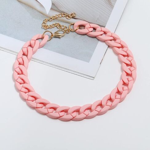 Fashion Multicolor Acrylic Figaro Chain Necklace Cuban Thick Chunky Resin Link Curb Chain Necklace for Women Girl Party Festival Jewelry in Saudi Arabia
