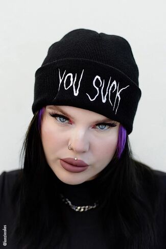 VampireFreaks You Suck Beanie Black, White in Saudi Arabia