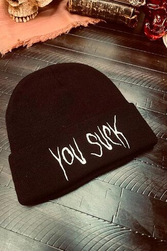 VampireFreaks You Suck Beanie Black, White in Saudi Arabia