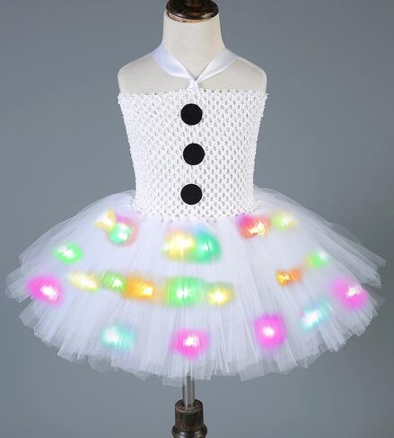 Tutu Dreams Girls Snowman Costume with Scarf and Hat Headband White Tutu Dress Christmas Dress Up Clothes Gifts in Saudi Arabia
