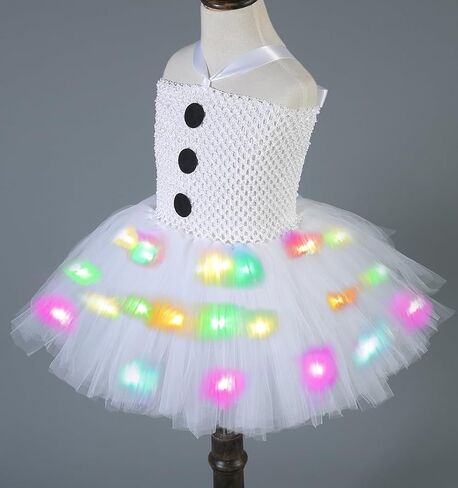 Tutu Dreams Girls Snowman Costume with Scarf and Hat Headband White Tutu Dress Christmas Dress Up Clothes Gifts in Saudi Arabia