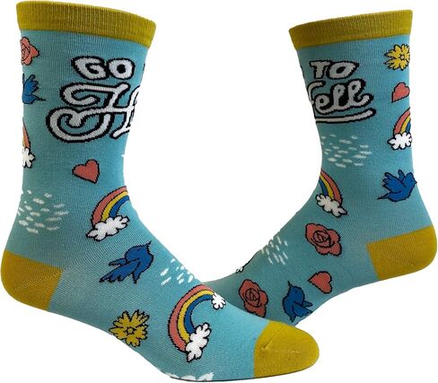Crazy Dog T-Shirts Women's Go To Hell Socks Funny Rainbows Birds Sunshine Sarcastic Graphic Novelty Footwear in Saudi Arabia