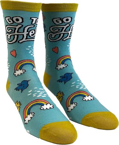 Crazy Dog T-Shirts Women's Go To Hell Socks Funny Rainbows Birds Sunshine Sarcastic Graphic Novelty Footwear in Saudi Arabia