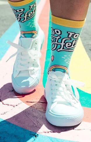 Crazy Dog T-Shirts Women's Go To Hell Socks Funny Rainbows Birds Sunshine Sarcastic Graphic Novelty Footwear in Saudi Arabia