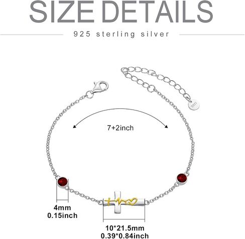 AOBOCO 925 Sterling Silver Faith Hope Love Cross Bracelets with 12 Birthstones Birthday Christian Jewelry for Women in Kuwait