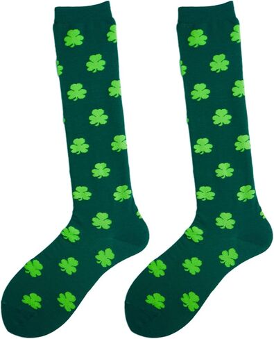 NDLBS عيد القديس باتريك شامروك جوارب قطنية جوارب قطنية جوارب مخططة باللون الأخضر الأيرلندي للنساء حفلة تنكرية in Kuwait