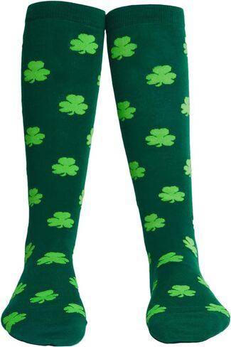 NDLBS عيد القديس باتريك شامروك جوارب قطنية جوارب قطنية جوارب مخططة باللون الأخضر الأيرلندي للنساء حفلة تنكرية in Kuwait
