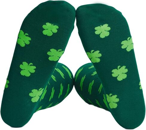 NDLBS عيد القديس باتريك شامروك جوارب قطنية جوارب قطنية جوارب مخططة باللون الأخضر الأيرلندي للنساء حفلة تنكرية in Kuwait