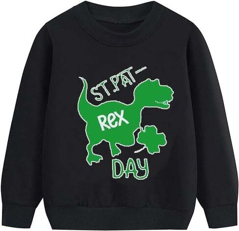St Patricks Day Shirt for Boys Girls Truck Dinosaur Shamrock Irish T-Shirt Toddler Kids Long Sleeve Raglan Tees Tops in Saudi Arabia