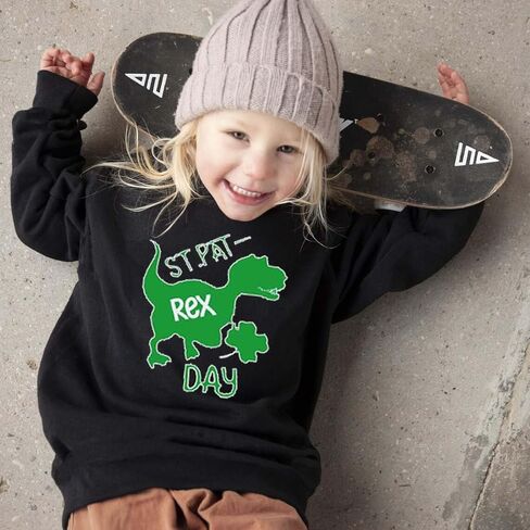 St Patricks Day Shirt for Boys Girls Truck Dinosaur Shamrock Irish T-Shirt Toddler Kids Long Sleeve Raglan Tees Tops in Saudi Arabia