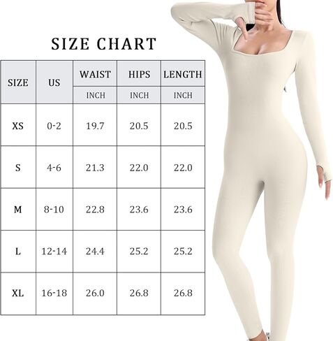 جمبسوت GTETKDE للنساء لتمارين اليوجا وأكمام طويلة مضلعة رومبير برقبة مربعة بدلة رياضية ضيقة in Kuwait