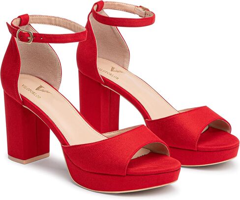 High Heels Chunky Platform Heels for Women Ankle Strap Comfy Open Toe Block Heeled Sandals Party Prom Wedding Dress Pumps in Saudi Arabia